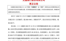 “每10股”写成“每股” 交行致歉